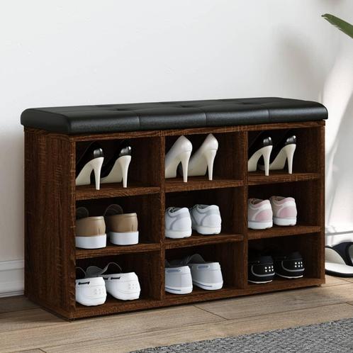 vidaXL Schoenenbank 82x32x50 cm bewerkt hout bruin, Huis en Inrichting, Overige Huis en Inrichting, Nieuw, Verzenden