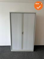 Roldeurkast - 198x122x45cm - Beige met witgrijze ribbel deur, Werkplek, Ophalen of Verzenden, Gebruikt, Kast