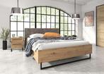 Tweepersoonsbed Saturn - Eiken - Zwart - 180x200 cm, Huis en Inrichting, Nieuw, 180 cm, Verzenden