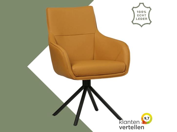 Leren draaibare eetkamerstoel Fancy - Toledo Leem, Huis en Inrichting, Barkrukken, Nieuw, 1 kruk, Leer, 90 cm of meer, Ophalen of Verzenden