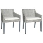 vidaXL Eetkamerstoelen 2 st met kussens natuurlijk rattan, Huis en Inrichting, Stoelen, Verzenden, Nieuw