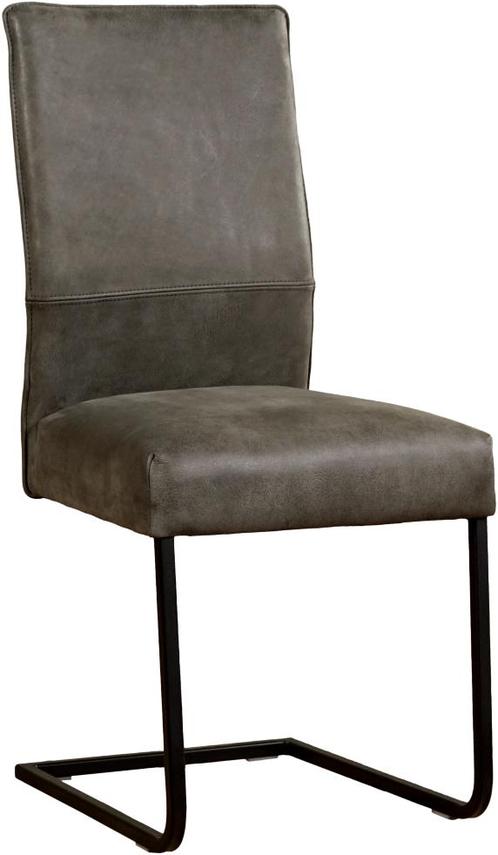 Bruine leren industriële eetkamerstoel - poot vierkant zwart, Huis en Inrichting, Stoelen, Overige kleuren, Eén, Nieuw, Leer, Ophalen of Verzenden