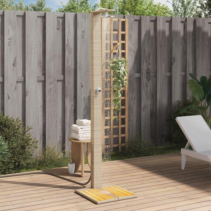 vidaXL Buitendouche 50x55x224 cm poly rattan en acaciahout, Tuin en Terras, Zwembaden, Nieuw, Verzenden