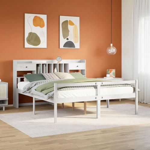 vidaXL Lit bibliothèque sans matelas blanc 180x200 cm, Maison & Meubles, Chambre à coucher | Lits, Neuf, Envoi