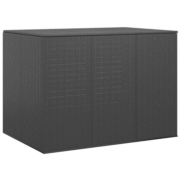 vidaXL Tuinbox 145x100x103 cm polyetheen rattan zwart, Tuin en Terras, Bergingen en Tuinkasten, Nieuw, Verzenden