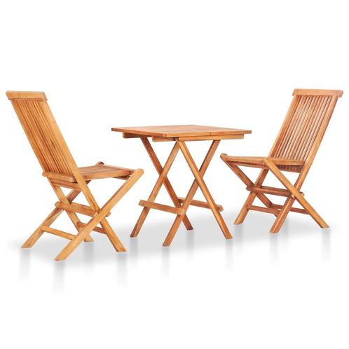 vidaXL Ensemble de bistro pliable 3 pcs Bois de teck, Jardin & Terrasse, Ensembles de jardin, Neuf, Envoi