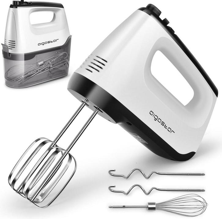 Handmixer - 5 Snelheden met Turbo - RVS Deeghaken & Gardes -, Elektronische apparatuur, Keukenmixers, Nieuw, Verzenden