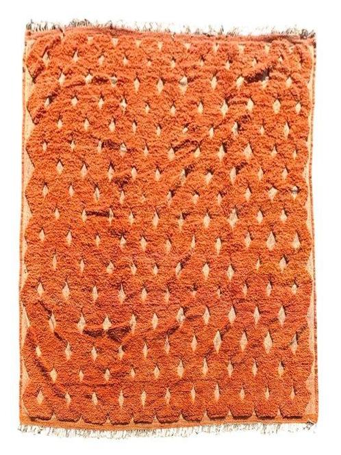 Grand tapis berbère en laine dorange marocain - Tapis - 400, Huis en Inrichting, Stoffering | Tapijten en Vloerkleden