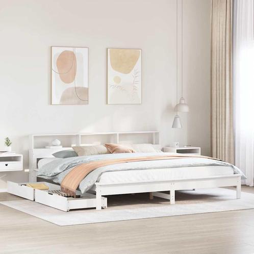 vidaXL Bed met boekenkast zonder matras grenenhout wit, Huis en Inrichting, Slaapkamer | Bedden, Nieuw, Verzenden