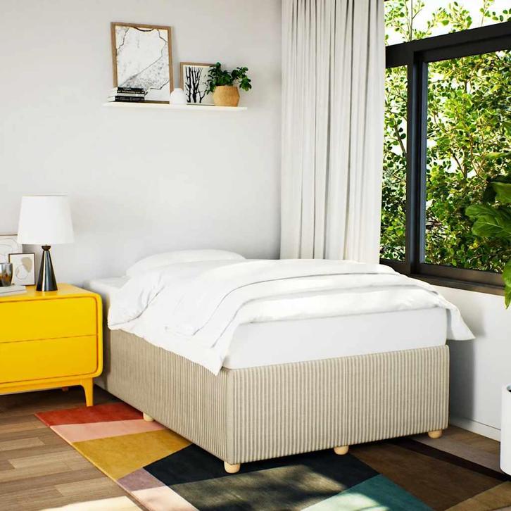 vidaXL Bedframe zonder matras 120x200 cm stof crèmekleurig, Maison & Meubles, Chambre à coucher | Lits, Envoi