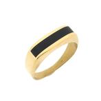 Gouden ring met onyx | Heren (herenring, geelgoud, 585), Handtassen en Accessoires, Ringen, Gebruikt, Overige kleuren, 20 of groter