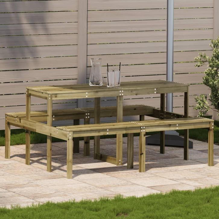 vidaXL Picknicktafel 160x134x75 cm geïmpregneerd grenenhout, Tuin en Terras, Tuintafels, Nieuw, Verzenden