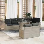 vidaXL Tuinbank Set met kussen 9 pcs Lichtgrijs Poly rattan, Tuin en Terras, Verzenden, Nieuw