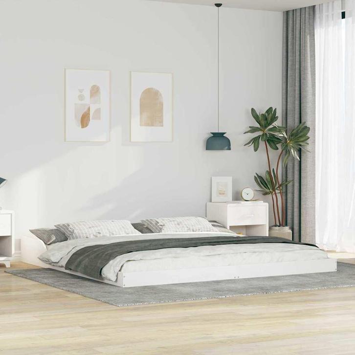 vidaXL Bedframe Wit 200 x 220 cm Massief grenenhout, Huis en Inrichting, Slaapkamer | Bedden, Nieuw, Verzenden