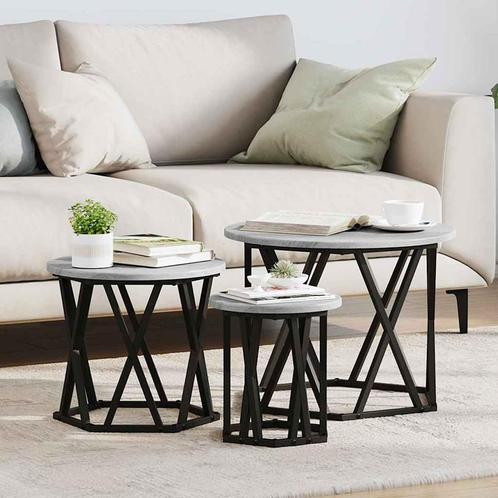 vidaXL Nestende Side Table 3 pcs Grijs sonoma 53 x 53 x 40, Huis en Inrichting, Tafels | Salontafels, Nieuw, Verzenden