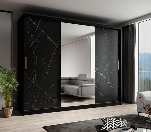 Kledingkast marmer zwart 250x62x200 schuifdeuren met spiegel, Huis en Inrichting, Kasten | Overige, Nieuw, Verzenden