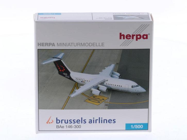 Schaal 1:500 Herpa 509909 brussels airlines BAe 146-300 R..., Hobby en Vrije tijd, Modelbouw | Vliegtuigen en Helikopters, Zo goed als nieuw