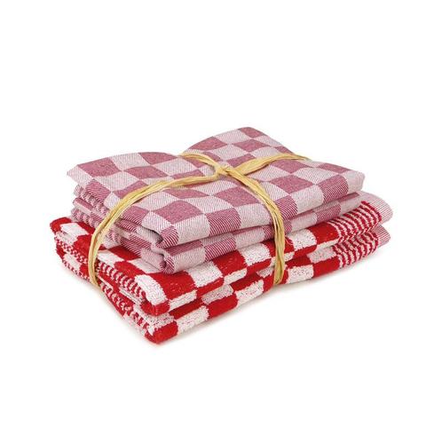 Set Textile Cuisine Rouge 2x Serviette 50x50cm + 2x Torchon, Huis en Inrichting, Keuken | Textiel, Overige kleuren, Nieuw, Verzenden