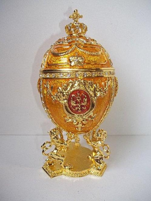 Gros œuf Impérial Jaune - Style Fabergé - Hauteur : 15 cm -, Antiquités & Art, Art | Objets design