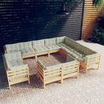 vidaXL 12-delige Loungeset met crèmekleurige kussens, Tuin en Terras, Tuinsets en Loungesets, Verzenden, Nieuw, Loungeset