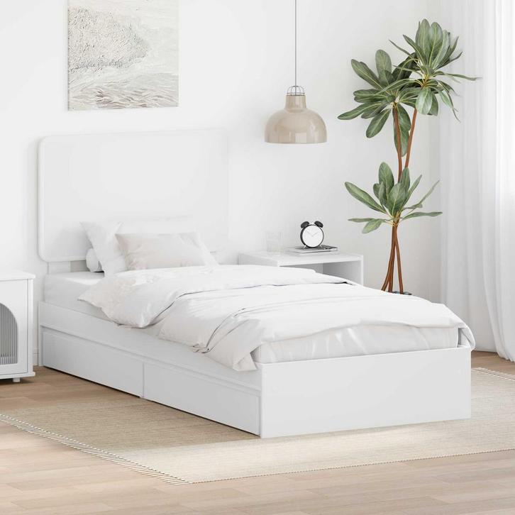 vidaXL Opbergbed met hoofdeinde met lade Wit 90 x 190 cm, Huis en Inrichting, Slaapkamer | Bedden, Nieuw, Verzenden