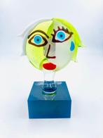 Guidotti - Sculpture, Viso Picasso Style - 9 cm - Le verre, Antiquités & Art, Antiquités | Verre & Cristal