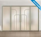 Dubbele stalen taatsdeur met glaspanelen Kiezelgrijs 4 Vlaks, Doe-het-zelf en Bouw, Nieuw, Metaal, Overige typen