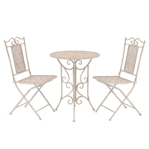 vidaXL 3-delige Bistroset staal wit, Tuin en Terras, Tuinsets en Loungesets, Nieuw, Verzenden