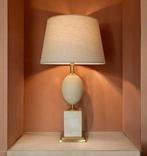 Maison Le Dauphin - Lampe - Travertin, Laiton et Métal doré