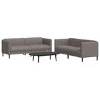 vidaXL 2-delige Loungeset stof taupe, Verzenden, Nieuw