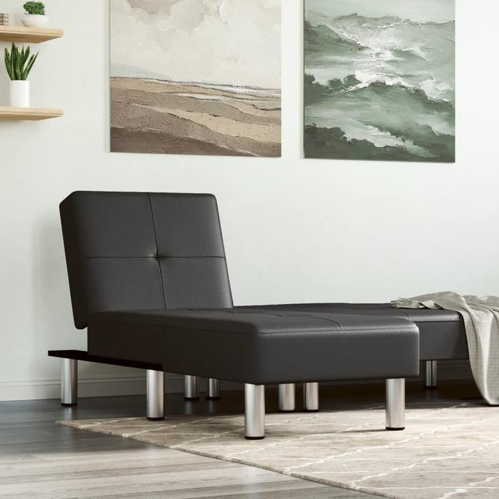 vidaXL Chaise longue kunstleer zwart, Huis en Inrichting, Zetels | Zetels en Chaises Longues, Nieuw, Verzenden