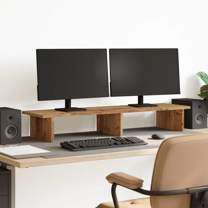 vidaXL Monitorstandaard 100x27x15 cm bewerkt hout oud, Computers en Software, Overige Computers en Software, Nieuw, Verzenden