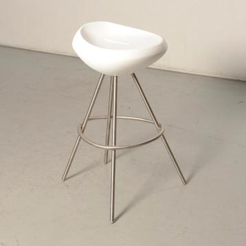 Lonc design barkruk, wit, 4-poot onderstel, Huis en Inrichting, Barkrukken, Ophalen of Verzenden, Gebruikt