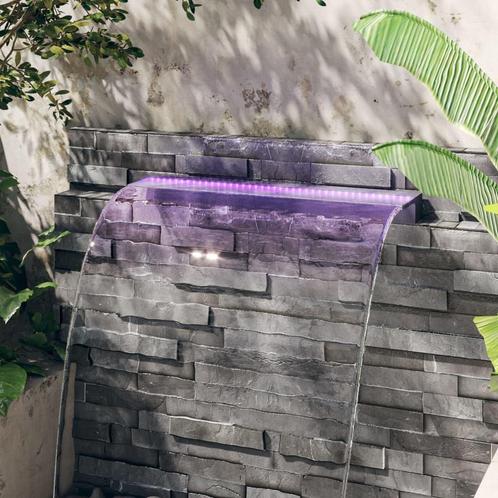 vidaXL Watervaloverlaat met RGB LEDs 90 cm acryl, Tuin en Terras, Waterpartijen en Fonteinen, Nieuw, Verzenden