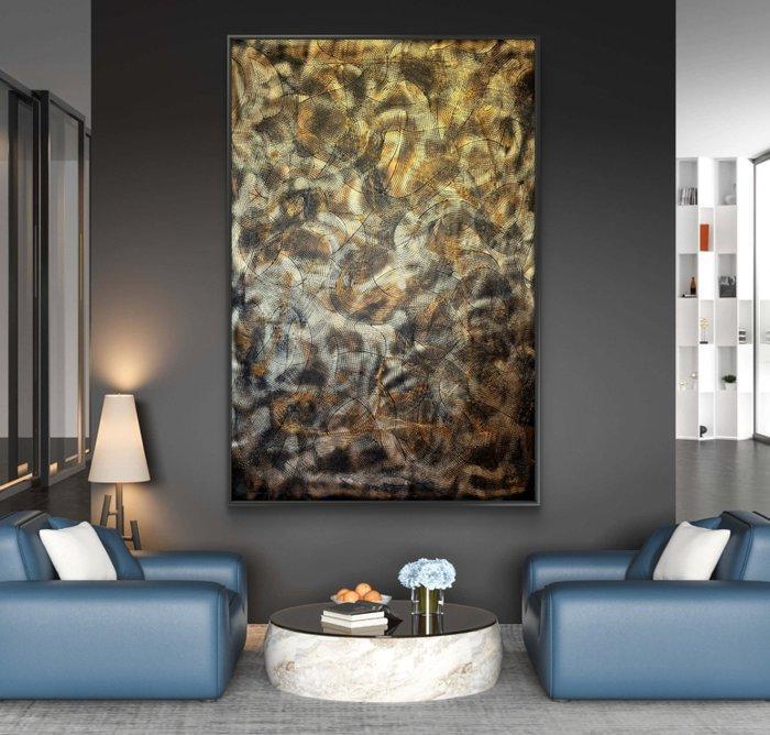 Irena Lenartowicz - Black&Gold Composition - XXL, Antiek en Kunst, Kunst | Schilderijen | Modern