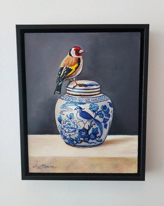 Alfonso Moreno (1947) - Chinees porseleinen pot met putter, Antiek en Kunst, Kunst | Schilderijen | Klassiek