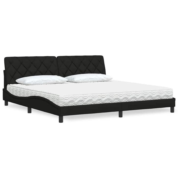 vidaXL Bed met matras stof zwart 200x200 cm, Huis en Inrichting, Slaapkamer | Bedden, Nieuw, Verzenden