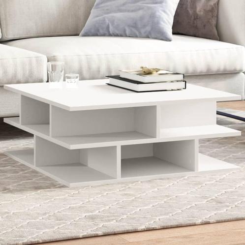 vidaXL Salontafel 70x70x29 cm bewerkt hout wit, Huis en Inrichting, Tafels | Salontafels, Nieuw, Verzenden