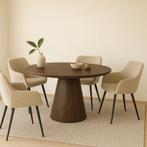 Mangohouten eettafel Mick rond bruin 130cm, Huis en Inrichting, Tafels | Eettafels, Verzenden, Rond, Nieuw, Industriële meubels