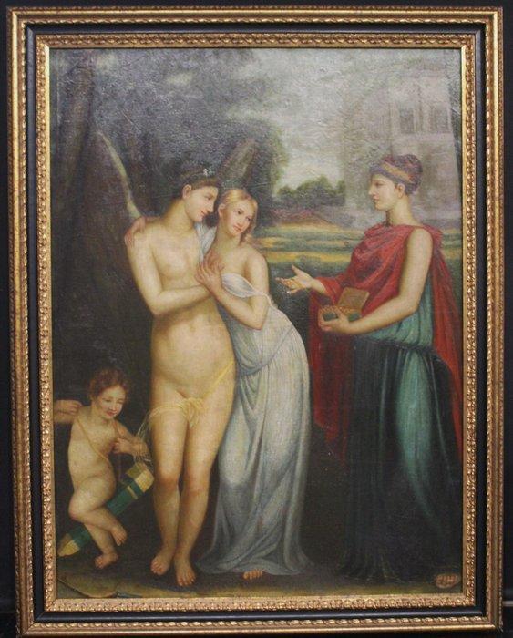 Scuola europea (XX), Da Constance Mayer - Amore e Psiche, Antiquités & Art, Art | Peinture | Classique