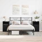 vidaXL Nachtkastje 2 pcs Zwart eiken 40 x 35 x 65 cm Bewerkt, Huis en Inrichting, Slaapkamer | Nachtkastjes, Verzenden, Nieuw