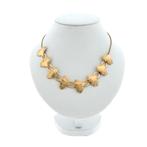 8 Krt. Fantasie schakel ketting met Japanse Ginkgo blader..., Ophalen of Verzenden, Goud