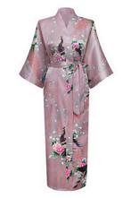 KIMU® Kimono Mauve Maxi XS-S Yukata Satijn Lang Lange Paars, Ophalen of Verzenden