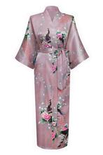 KIMU® Kimono Mauve Maxi XS-S Yukata Satijn Lang Lange Paars, Kleding | Dames, Ophalen of Verzenden, Nieuw