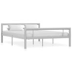 vidaXL Bedframe metaal grijs en wit 140x200 cm, Huis en Inrichting, Verzenden, Nieuw