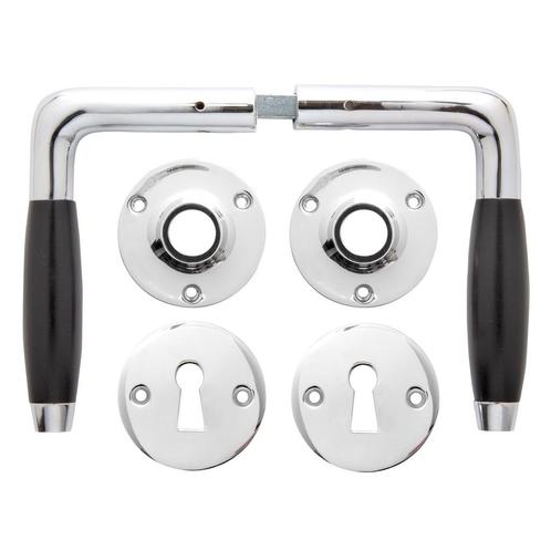 Deurklink set - Klassiek glanzend nikkel met ronde sleute..., Doe-het-zelf en Bouw, Hang- en Sluitwerk, Klink of Kruk, Nieuw, Koper of Messing
