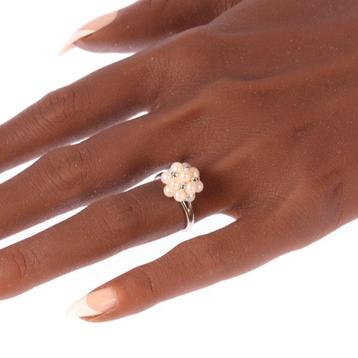 Ring - 18 karaat Witgoud - Parel - Vintage 1970