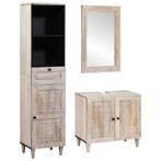 vidaXL Badkamermeubel Set 3 pcs Wit 38 x 33 x 160 cm massief, Huis en Inrichting, Badkamer | Badkamermeubels, Verzenden, Nieuw