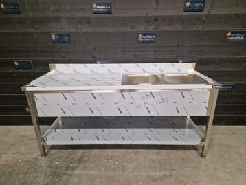 Wastafel | dubbele wasbak | RVS | 200 cm