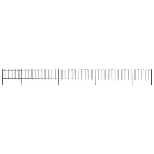 vidaXL Tuinhek met ronde bovenkant 13,6x1 m staal zwart, Tuin en Terras, Tuinhekken en Hekwerk, Nieuw, Verzenden